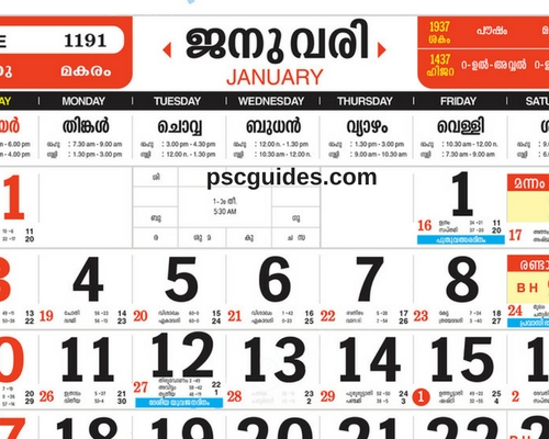 Special Days in January Malayalam